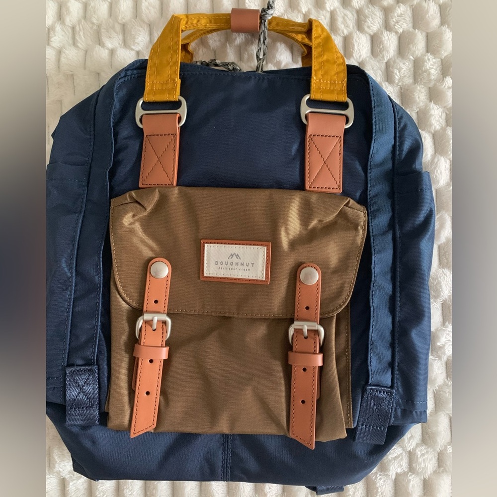 Blue and Brown Women's Backpack
